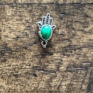 Healing Hand Charm with Jasper Inlay